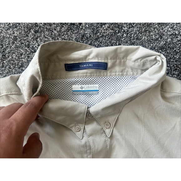 Columbia Shirt Mens Shirt 5XL PFG Short Sleeve Vented Button Up Khak Hiking Fish - Picture 3 of 16